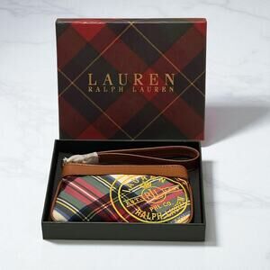 Ralph Lauren RL Polo Stewart Plaid Wristlet Clutch Embroidered Logo Preppy NWT